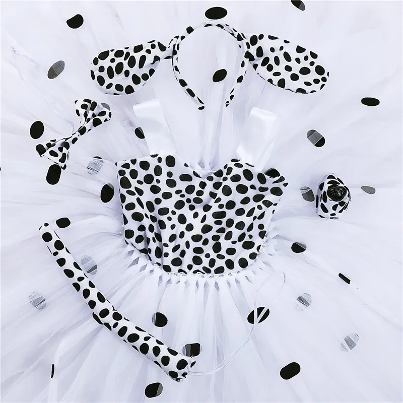 Dalmatian Dog Tutu Dress LED Light for Baby Girls Spotted Animal Halloween Costume Toddler 10T