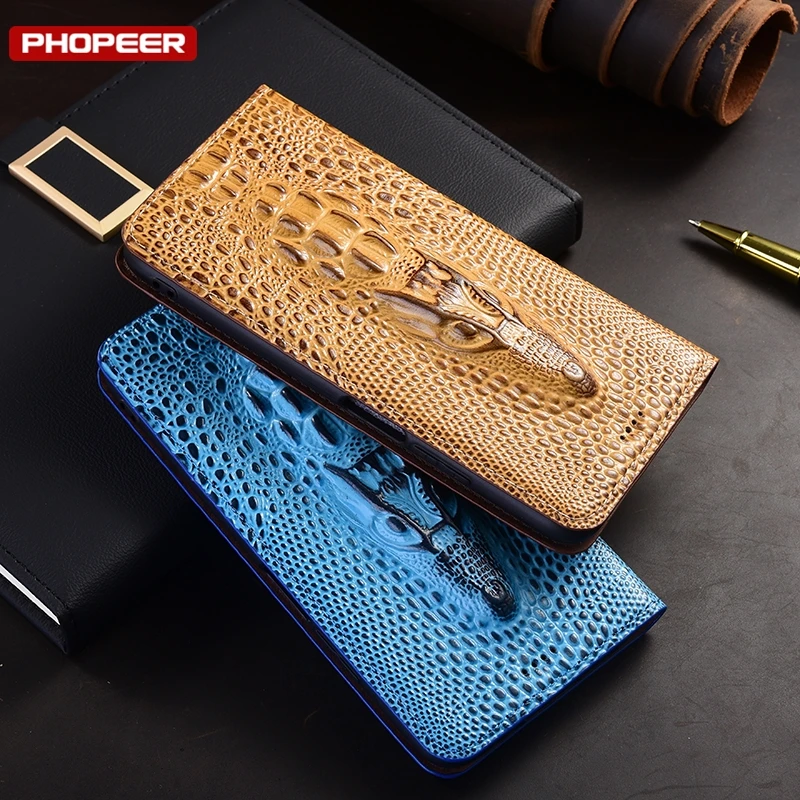 Premium Genuine Leather Flip Wallet Phone Cover with Magnetic Closure and Card Slot
