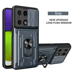 Premium Protective Case with Card Slot and Ring Holder for Poco X4 GT 5G (Grey)