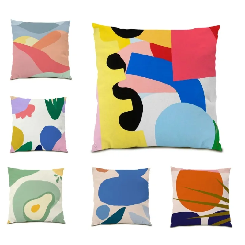 

Luxury Living Room Pillow Covers Graffiti Decor Simple Color Geometric Cushion Cover Velvet Stripes Plaid 2024 Hot Sale F2584
