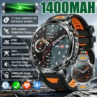 Montre connectée militaire d'extérieur pour hommes, batterie 1400mAh, GPS, suivi SOS, lampe de poche, étanche IP68, appels Bluetooth, nouvelle collection 1