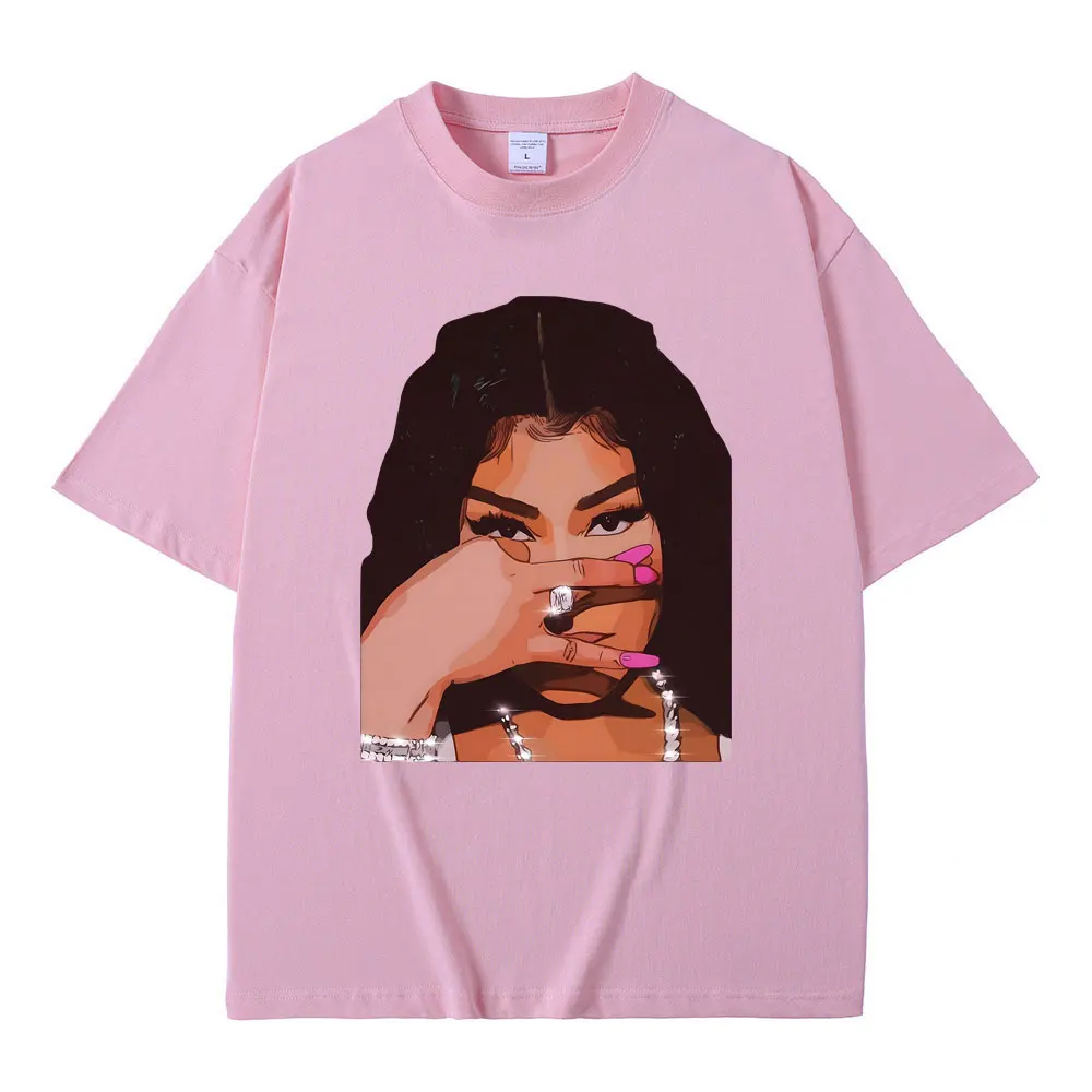 Rapper Nicki Minaj Face Graphic Print T-shirts Men Women Hip Hop Fashion Oversized Tshirt Unisex Pure Cotton Tees Y2k Streetwear