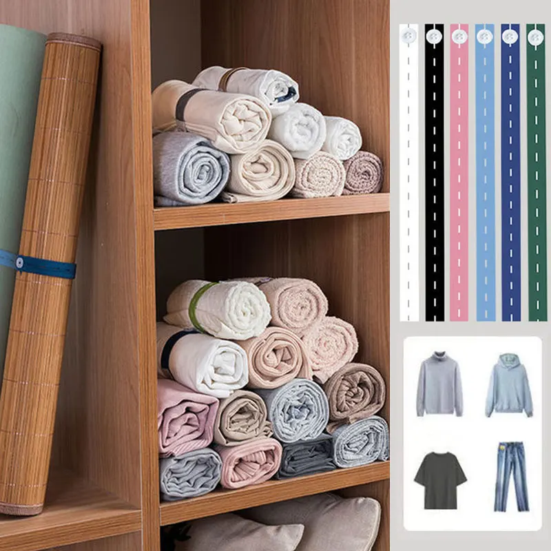 Clothes Storag Straps Lazy Folding Clothes Artifact Organizer For Wardrobe Bra Socks Storage Roll Elastic Band Cabinets Drawer 3