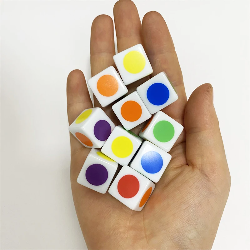 10/20/50 Pieces 16mm Acrylic D6 Dice With Colorful Point And Right Angle Six Sided Cube Family Party Funny Table Games Parts game dice dice set acrylic dice