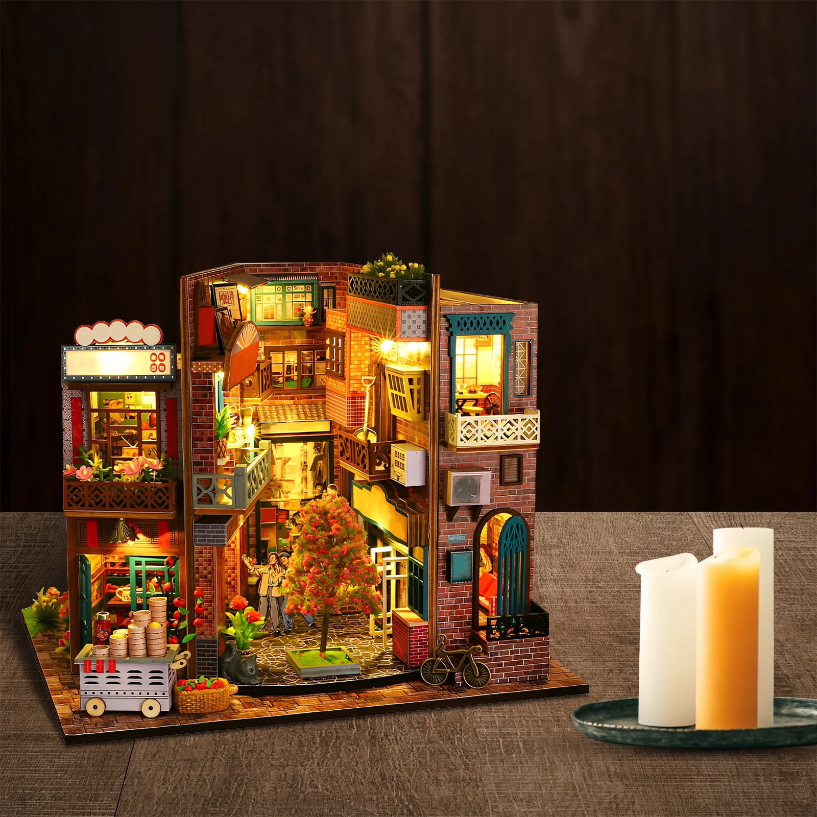 

DIY Miniature Dollhouse Kit 1:24 Scale Wooden Room Making Kit with Furniture and LED Light Handmade Mini Crafts Dollhouse