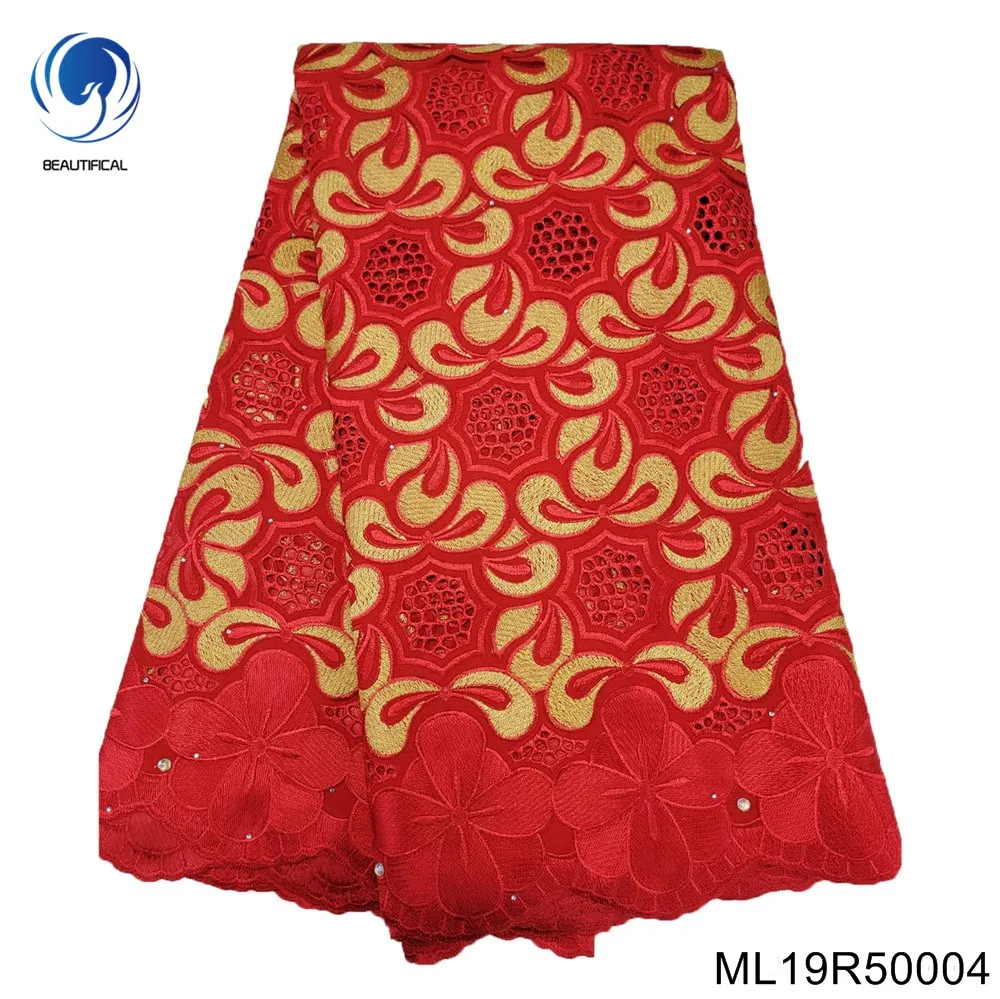 

2022 High Quality African 100% Cotton Lace Fabric Embroidery Swiss Voile Lace Fabric for Wedding Dress 5 Yards ML19R500