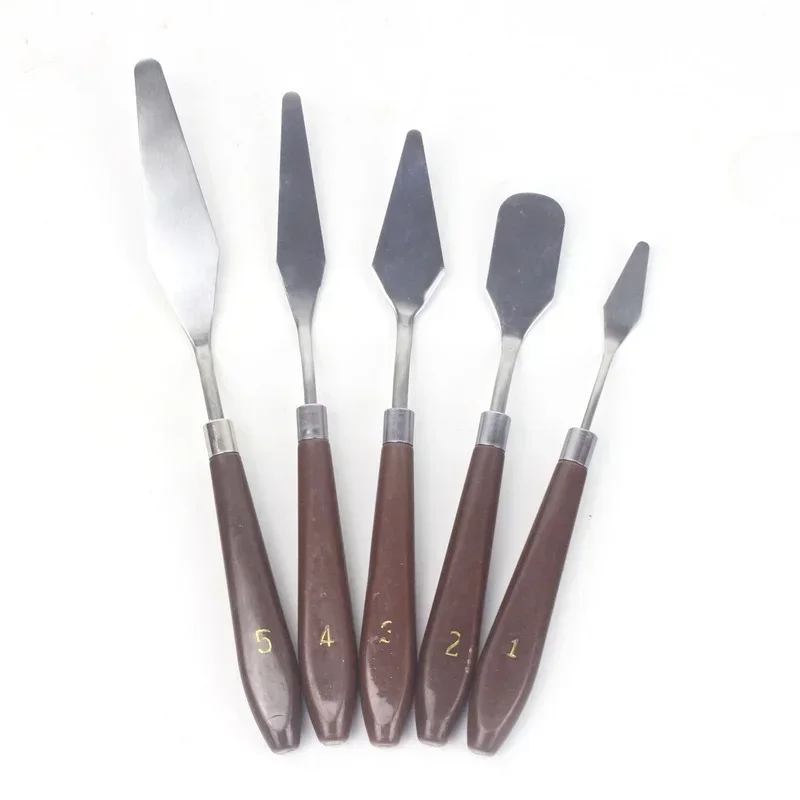 Oil Painting Scraper Palette Knife Fine Acrylic Gouache Paint Spatula Pick Color Mixing Tools School Art Supplies 5Pcs/Set
