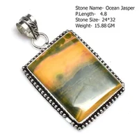 Genuine Picture Jaspe  Pendant   Silvers Overlay over Copper , 73 mm, P11928 1