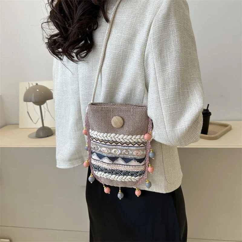 

Льняные Лоскутные женские сумки через плечо, женские сумки, распродажа 2023, модная Новая мужская сумка с швейной нитью