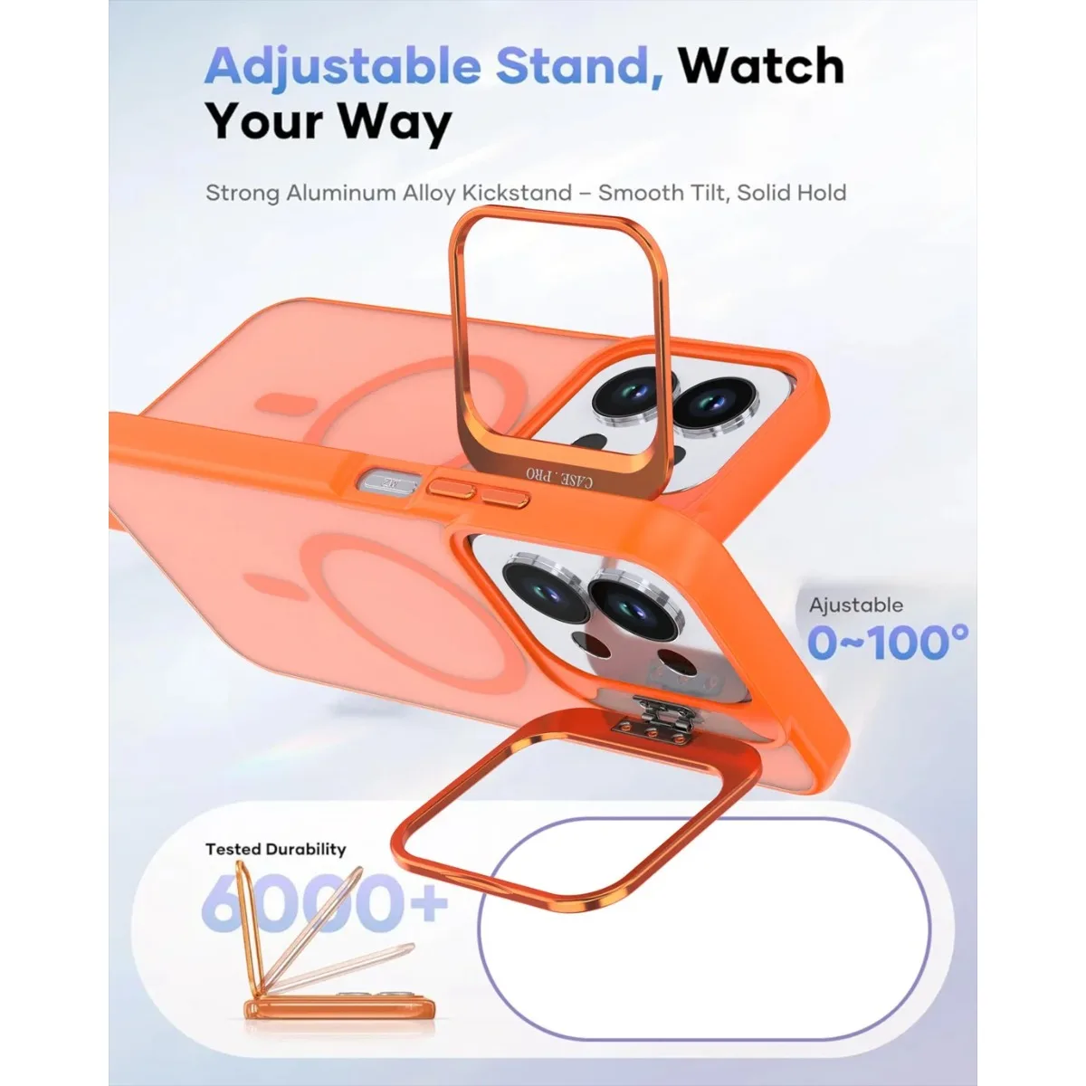 Luxury Magnetic Matte Translucent Phone Case with Metal Lens Stand and Shockproof Design