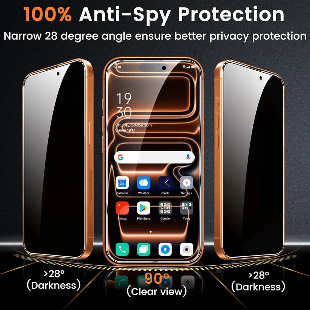 Premium 4-Pack HD Anti-Spy Screen Protector Tempered Glass Film