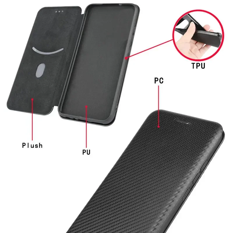 Luxury Carbon Fiber Leather Flip Case - Full Cover with Hard Holder