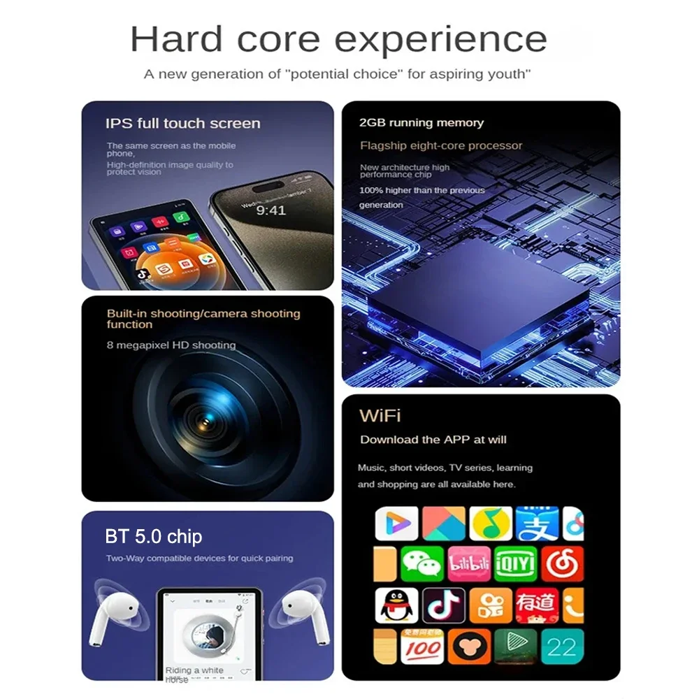 MP3 MP4 Android Audio Video Player WiFi For Bluetooth 5.0 Mp4 플레이어 한국어 Touch Operation Smart Internet Access Support 45 Language