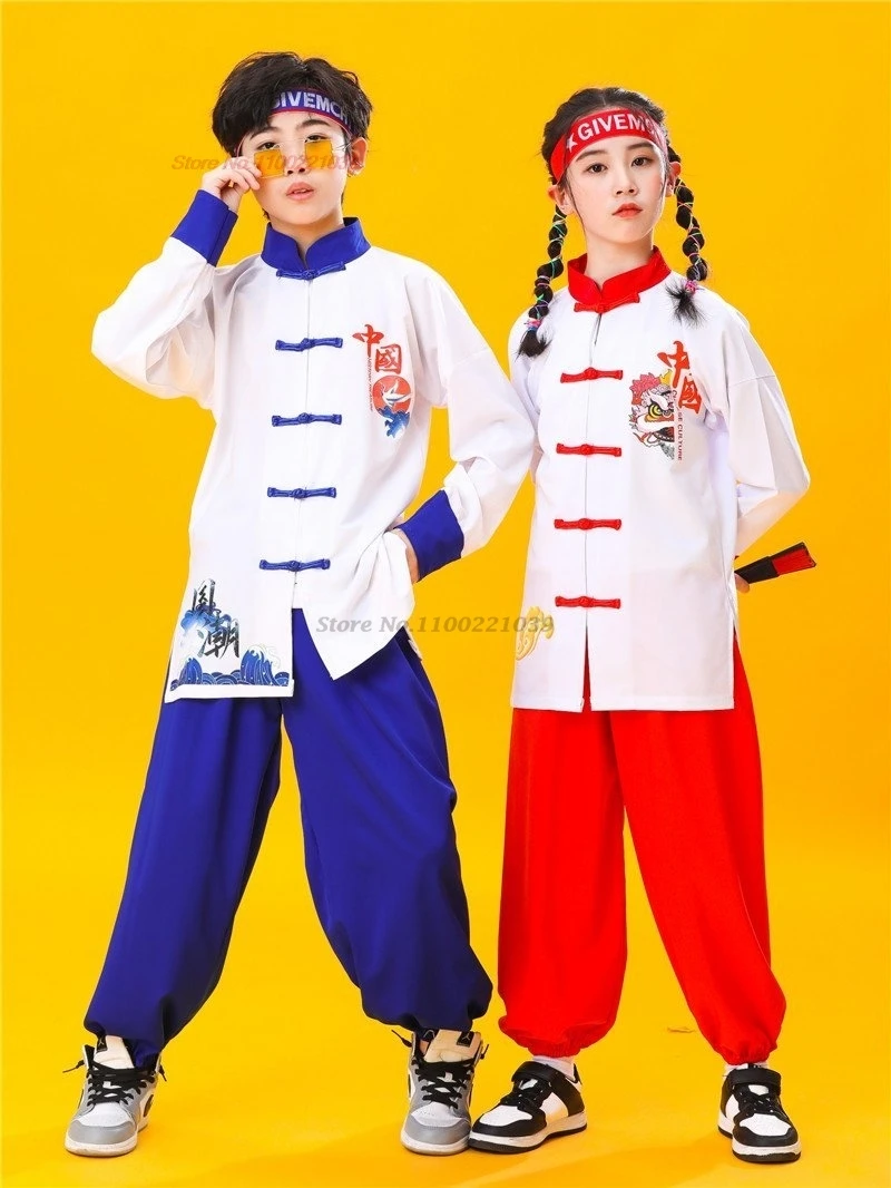 2024 Costume Tradizionale Cinese Kung Fu Bambini National Flower Print Wushu Uniforme Kung Fu Shaolin Training Exercise Suit