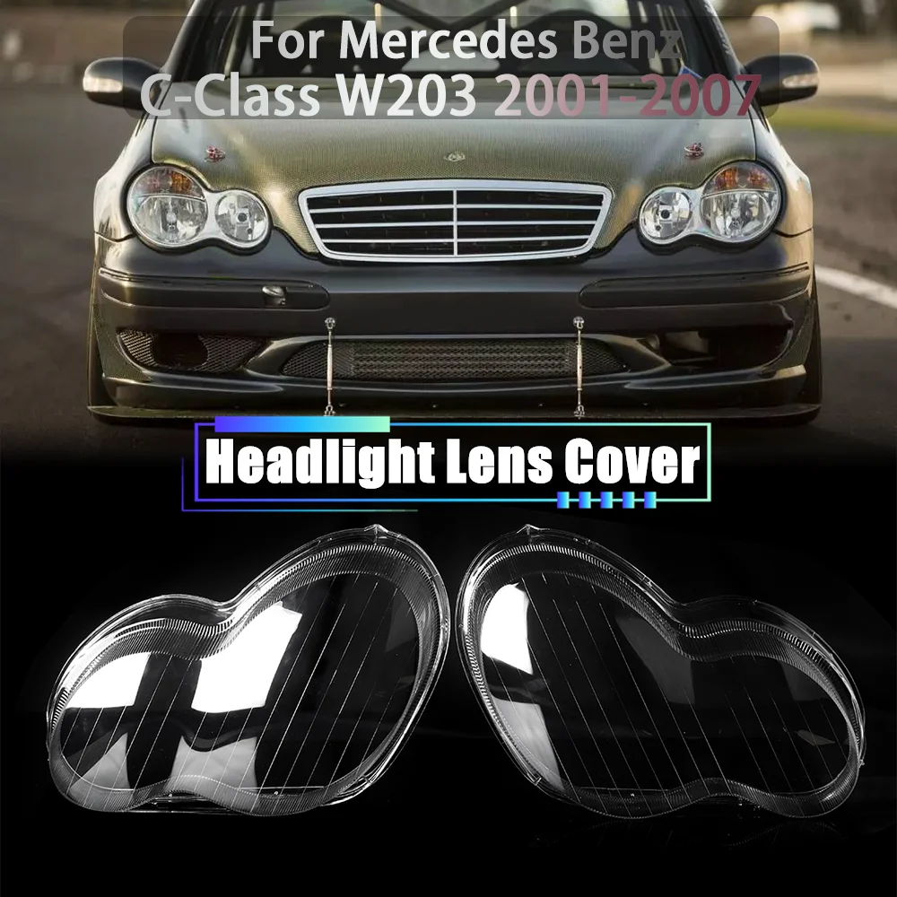 

2 шт., прозрачные линзы для автомобильных фар Mercedes Benz C-Class W203 2001-2007