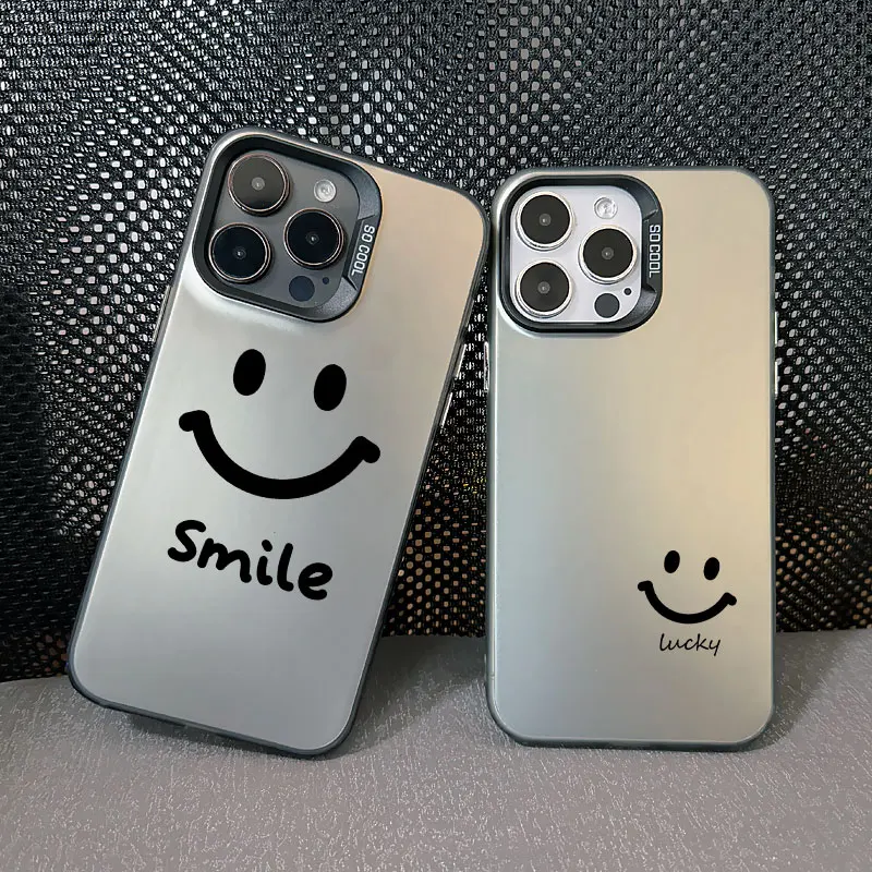 Niedliche Cartoon-Smiley-Handyhülle für iPhone 11 12 13 Mini Pro Max 17 16 14 15 Pro Max Plus Stoßfeste Laser-Rückabdeckung Fundas