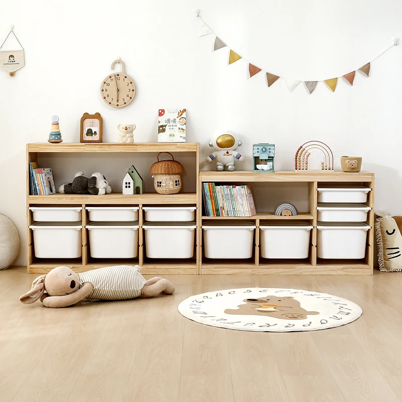 Children's Toy Cabinet Sets Storage Organizer Kids Baby Plastic Trunk Toys Child Save Bookstore Furniture Rack Closet Store