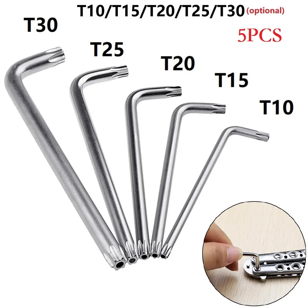 

5pcs L Type Torx Screwdriver Double-End 2-Way Spanner Wrench Tool T10 T15 T20 T25 T30 For Car Repairing Hand Tool Alloy Steel