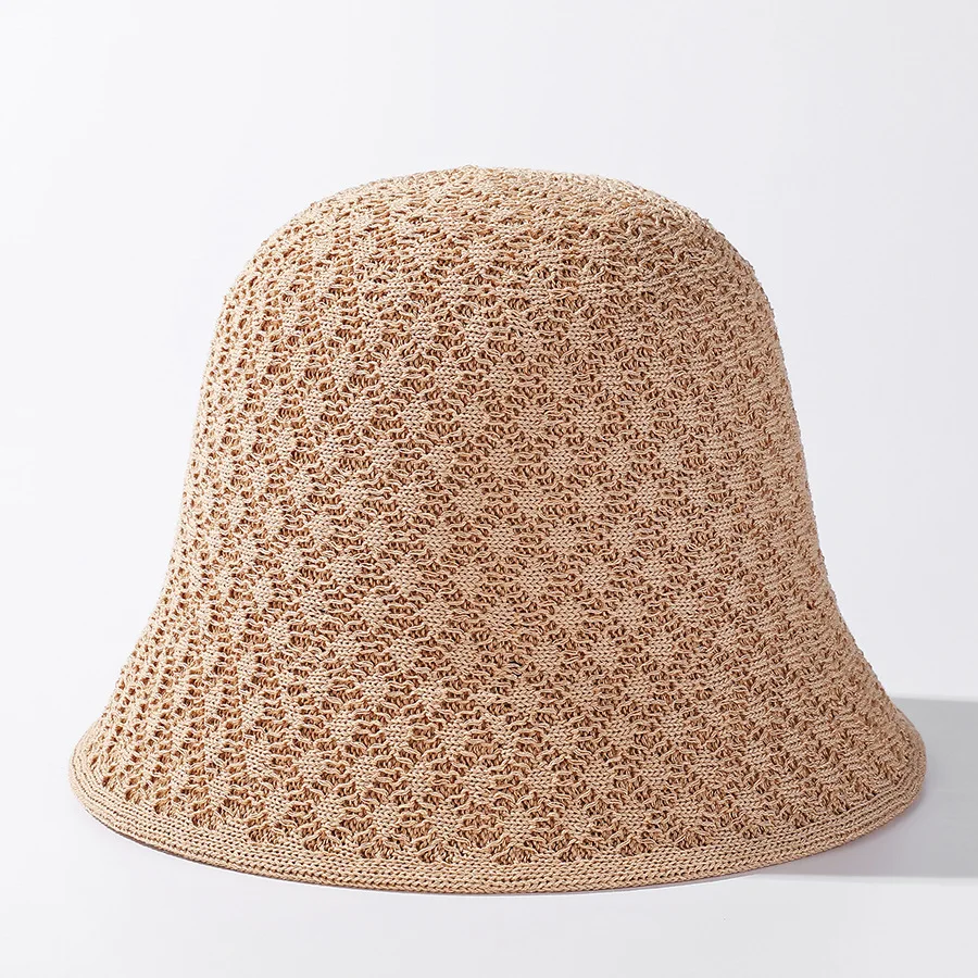 COKK Bucket Hat Women Spring Summer Breathable Hollow Knitted Foldable Sunhat Female Gorro Bob Fishing Hat Female New golf bucket hat