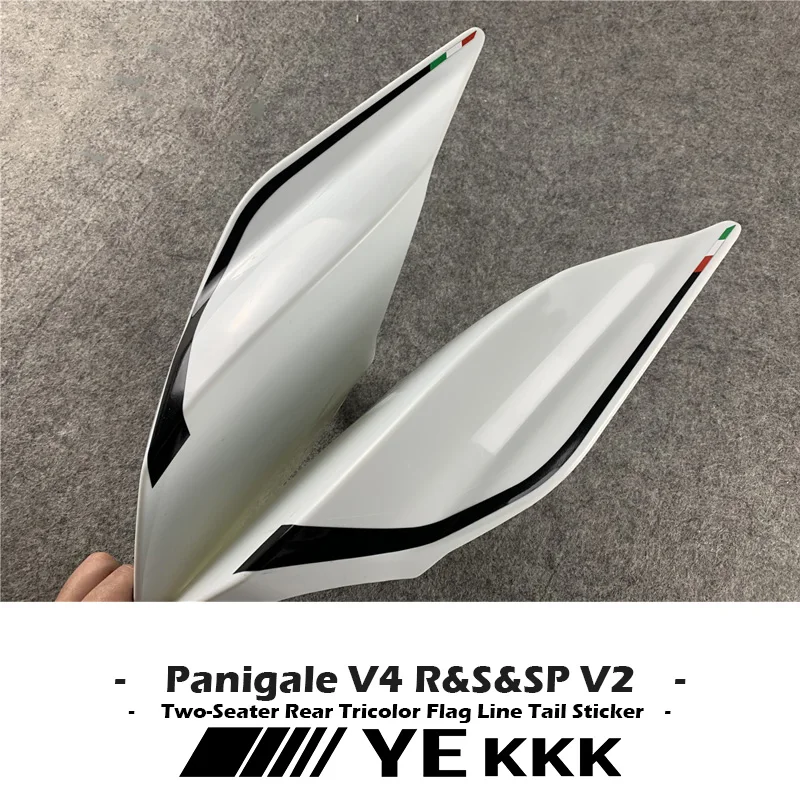 For Ducati Panigale STREETFIGHTER V4 V4R V4S V4SP V2 Two-seater Rear Tricolor Line Shell Rear Sticker Decal streeetfighter v4s v4 fairing shell fuel tank cover battery cover line sticker decals for ducati italian tricolor decal v4 v4s