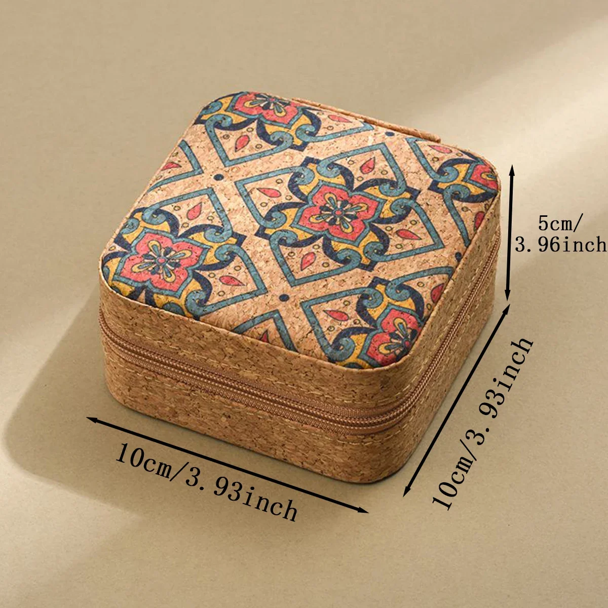 Cork Patterned Jewelry Box with Fashionable Retro Style Portable Travel Jewelry Storage Display Rings, Necklaces, Earrings 6