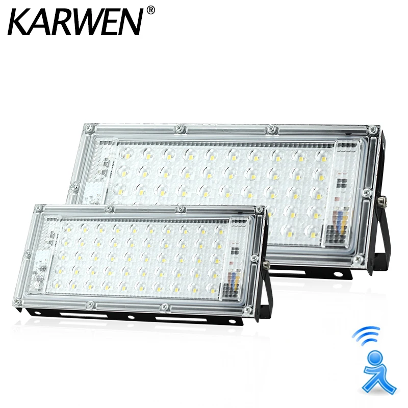 LED Motion Sensor Light LED Flood Light PIR Motion Sensor LED Floodlight 50W Waterproof IP65 220V Spotlight Flood Light for Garden Street Wall Outdoor Lighting