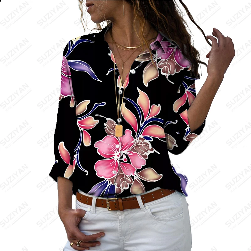 Женская летняя новая рубашка 2023 с длинным рукавом, яркий цветочный 3D принт, лидер продаж, Женский Повседневный Топ, кардиган