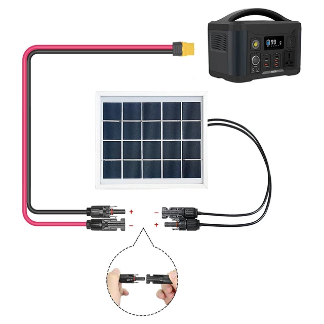 Solar To XT60 Extension Cable - 10AWG 25FT MC4 To XT60 Adapter For Power Stations & Solar Panels