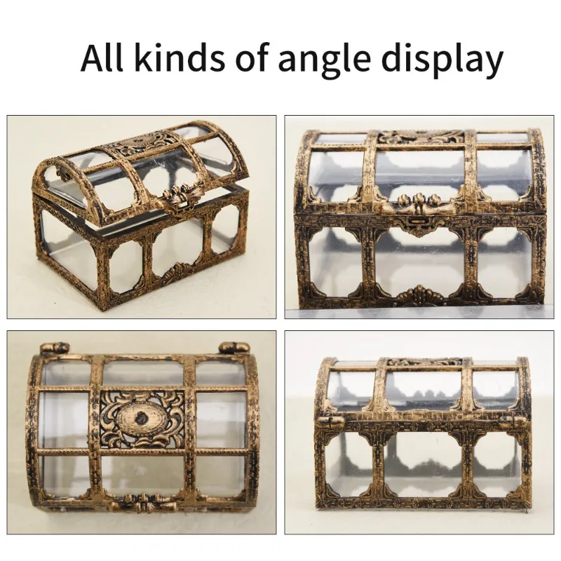 2023 Pirate Gold Coin Box Retro Transparent Pirate Treasure Chest Crystal Gem Jewelry Case Storage Organizer Trinket Keepsake - Image 5