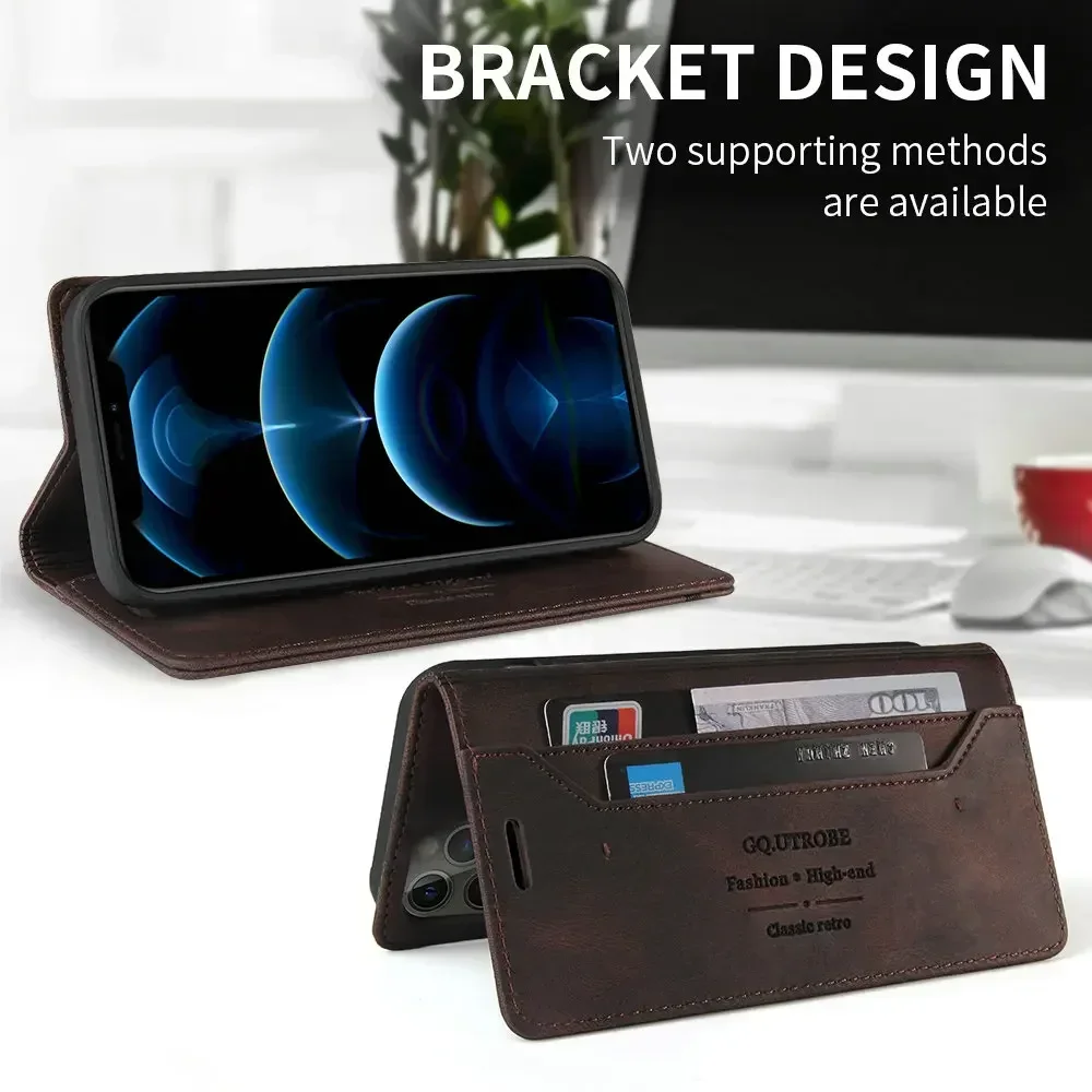 Premium Anti-Theft Leather Wallet Flip Case - Book Cover