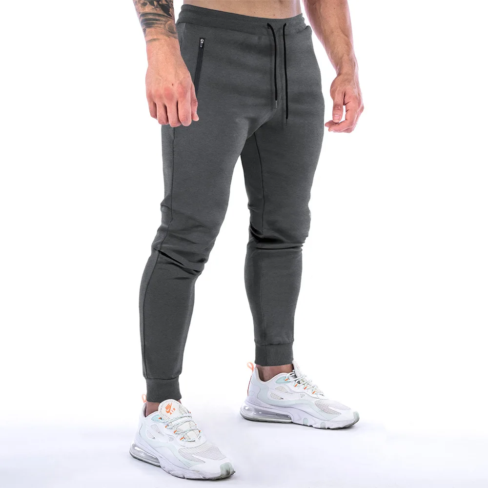 Muscle sports pants solid color gym pants running training small feet cargo pants men streetwear jogger