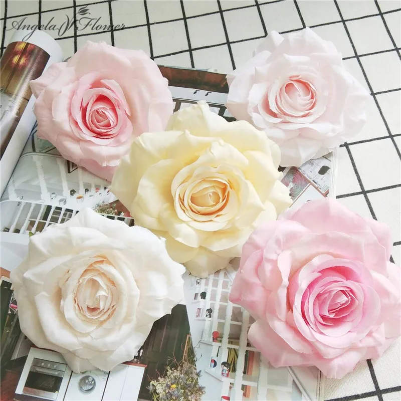 Cleminsta Teste di Fiori Artificiali, 20 Pezzi, Fiori in Seta, Rose, Margherite, Peonie, per Decorazioni (Rosa