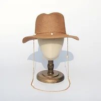 2022 Designer Chain Panama Hats For Women Fashion Shell Beach Hats Boat Sun Hats Ladies Summer Vacation Gifts Wholesale 3