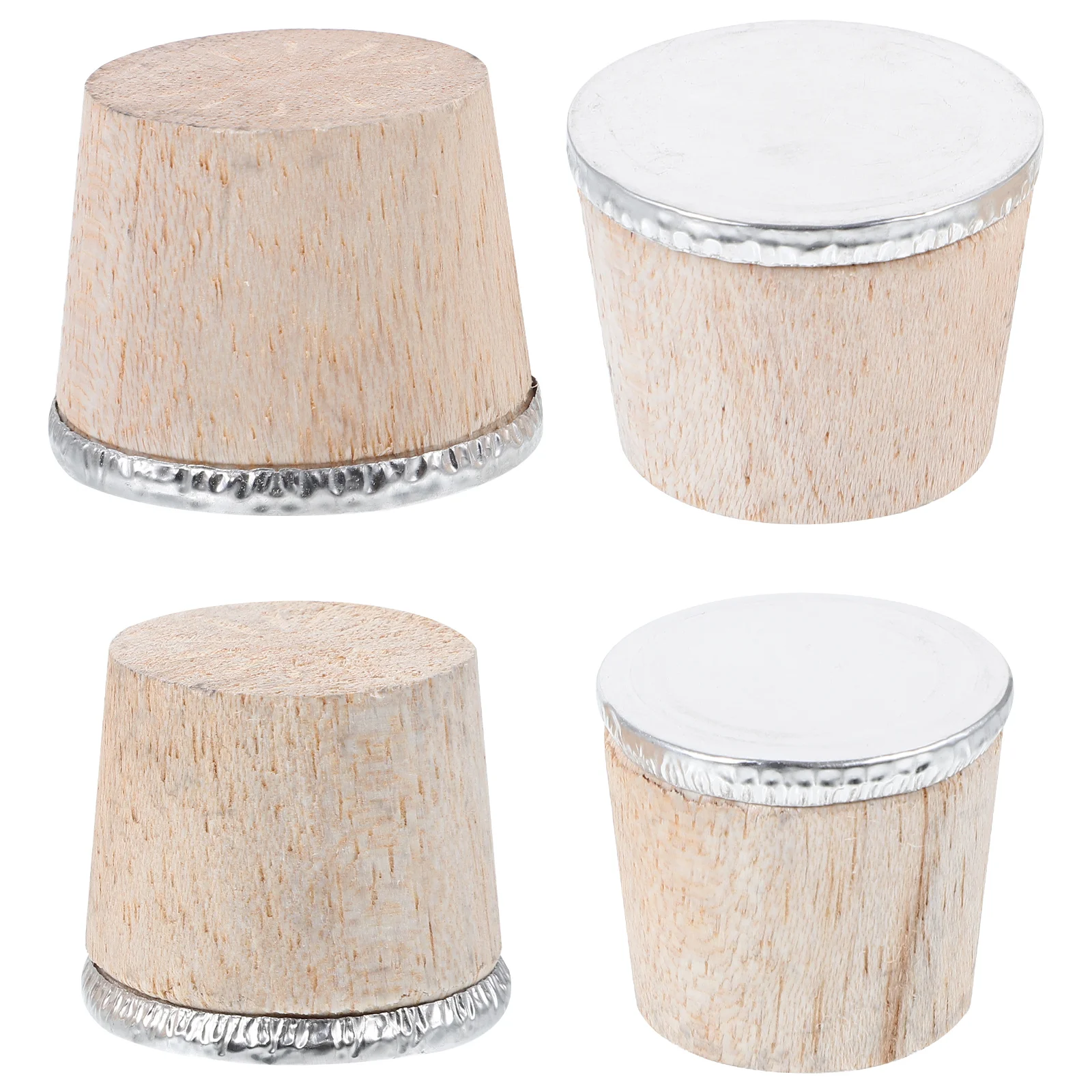 

4 Pcs Bottle Wooden Plug Stopper Hot Water Part Cap for Kettle Large Jug Metal Thread Design