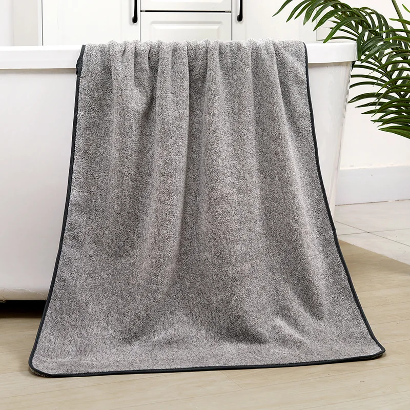 Bamboo charcoal fiber bath towel, dry hair cap, coral velvet, thickened shower gift, antibacterial towel, quick drying for men a 2
