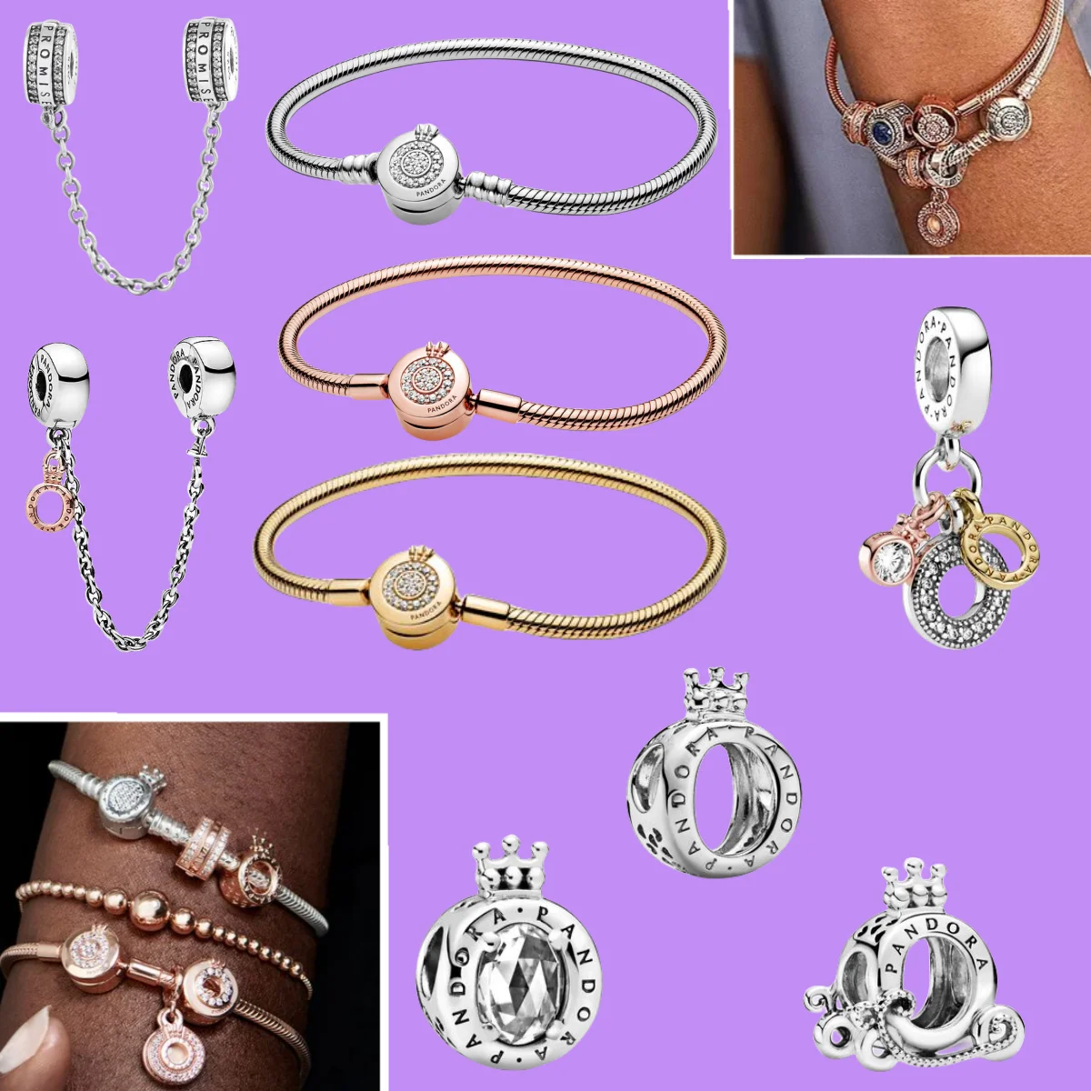 

2024 New Women's Luxury Jewelry 925 Sterling Silver O-shaped Bracelet Suitable for Original Pandora Crown Beads DIY Women's Char