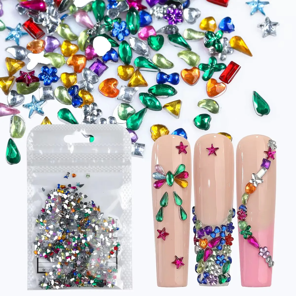 1000개 슈퍼 샤이니 미니 레진 네일 아트 플랫 바닥 다이아몬드 - 불규칙한 모양 DIY 네일 참 네일 젬 네일 용품 액세서리