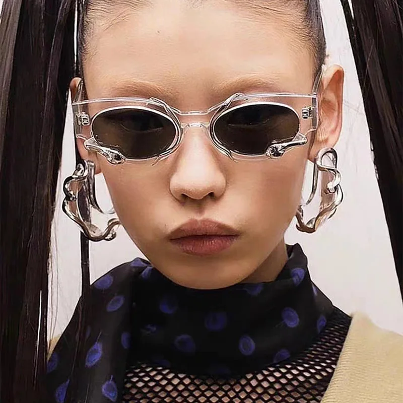 

Y2K Vintage Cat Eye Sunglasses 2024 For Women New Small Frames Punk Snake Sun Glasses Luxury Men Eyewear UV400 Shades Glasses