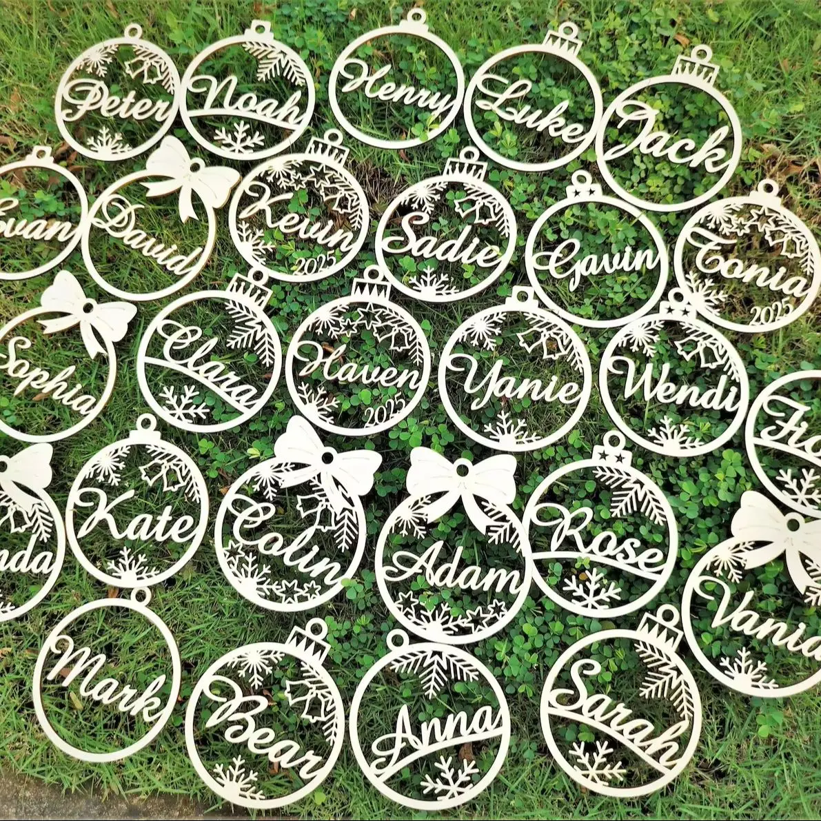 Personalized Christmas Ornaments With Name Wooden Christmas Tree Ornaments Noel Xmas Decor Christmas Gift Tag Laser Cut N christmas decorations