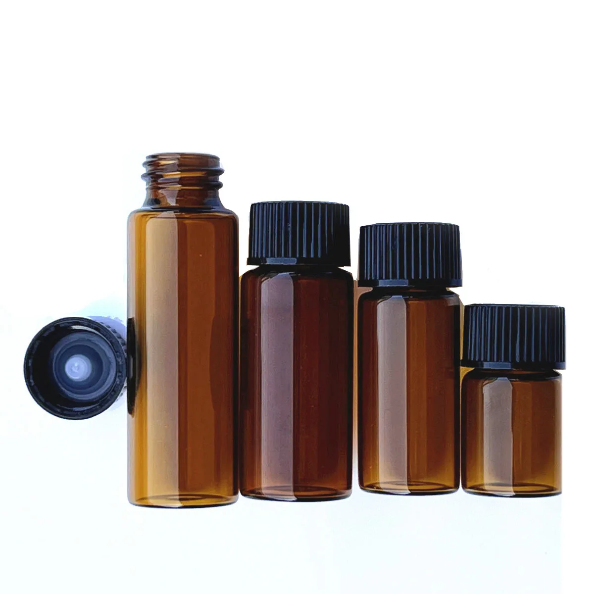 24x 5ml 10ml 15ml 20ml Drams Clear Glass Bottle Dram Glass Bottle with Screw Cone Caps with Cone Liner Polycone Caps