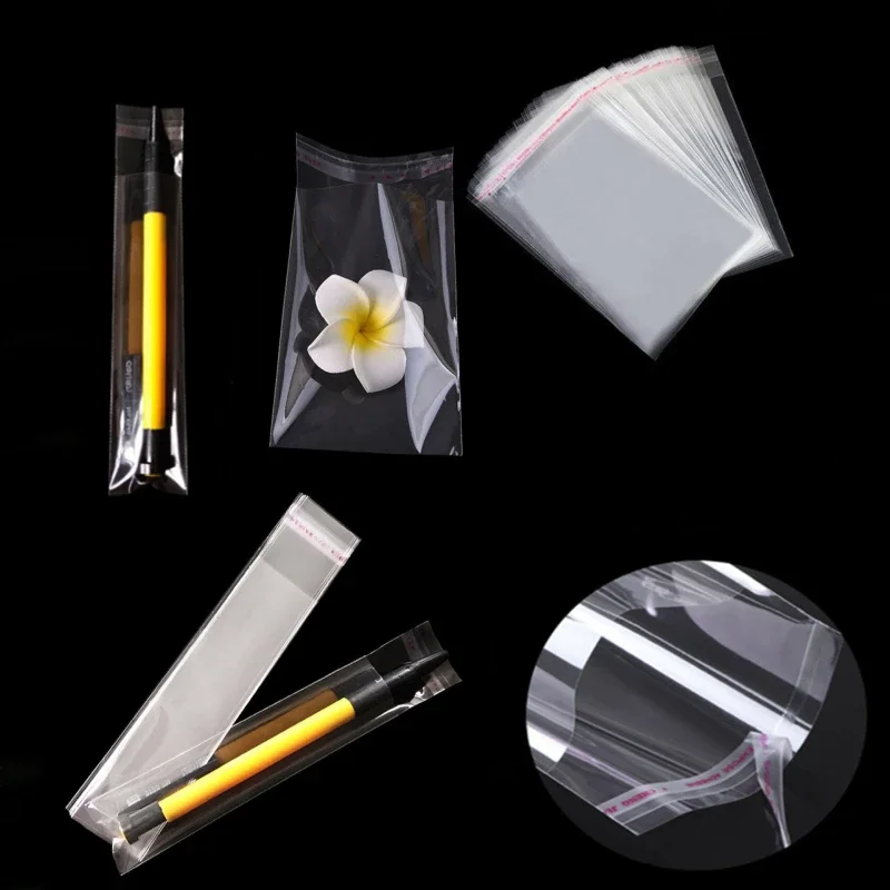 Self-Sealing Transparent Plastic Gift Bags for Jewelry, Candy, and Cookies