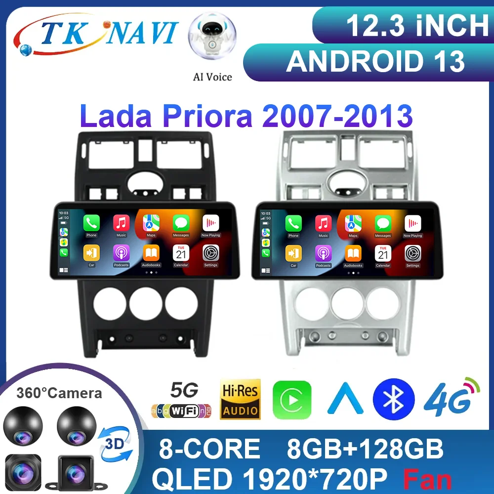 

12.3 Inch Android 13 For Lada Priora 2007-2013 Car Radio video split Multimedia Navigation Carplay 5G QLED DSP 360 WIFI 8+256G
