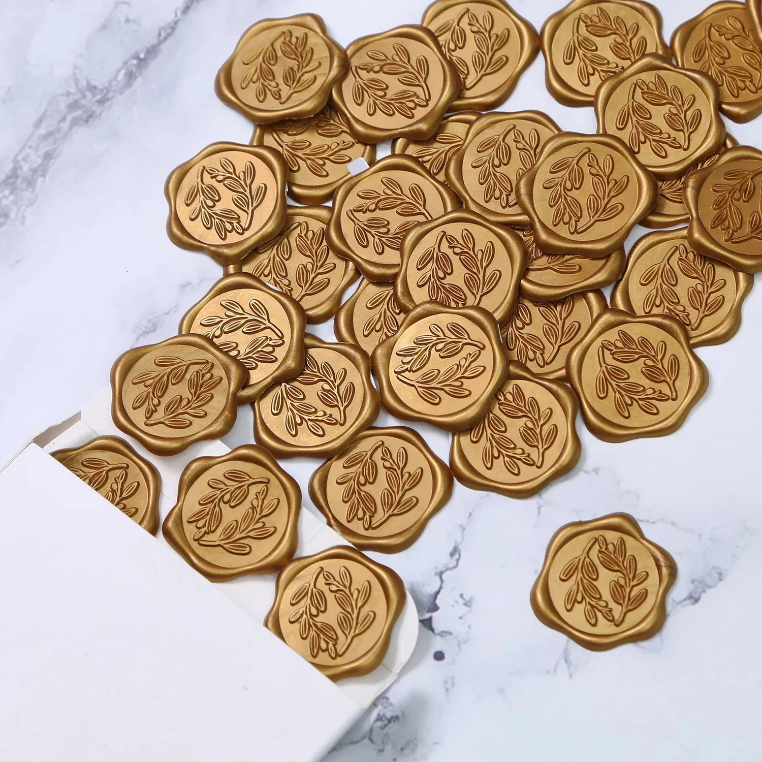 Decorative Stickers Self Adhesive Stickers Custom Stickers Stationery Stickers Paper Stickers Adhesive Stickers Decorative Labels Stickers Handbook Stickers Packaging Stickers Custom Design Stickers 60pcs Wax Seal Stickers Olive Branch Wedding Invitation Envelope Seal Stickers Self-Adhesive Prosecco Light Gold Stickers