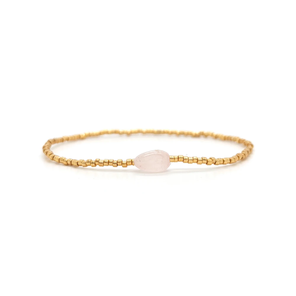 Vlen Miyuki Damen-Armband, Naturstein-Akzente, Delica-Perlen, Boho, Sommer, zierlicher Rosenquarz, Amethyst, Aquamarin, Schmuck, Geschenk – Detail 6