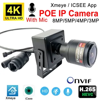 Telecamera IP POE 4K 8MP con Audio, Obiettivo Zoom Manuale 2.8-12mm, Telecamera IP Mini per Interni 3MP 4MP 5MP, Sistema di Sicurezza HD ONVIF P2P IP CCTV