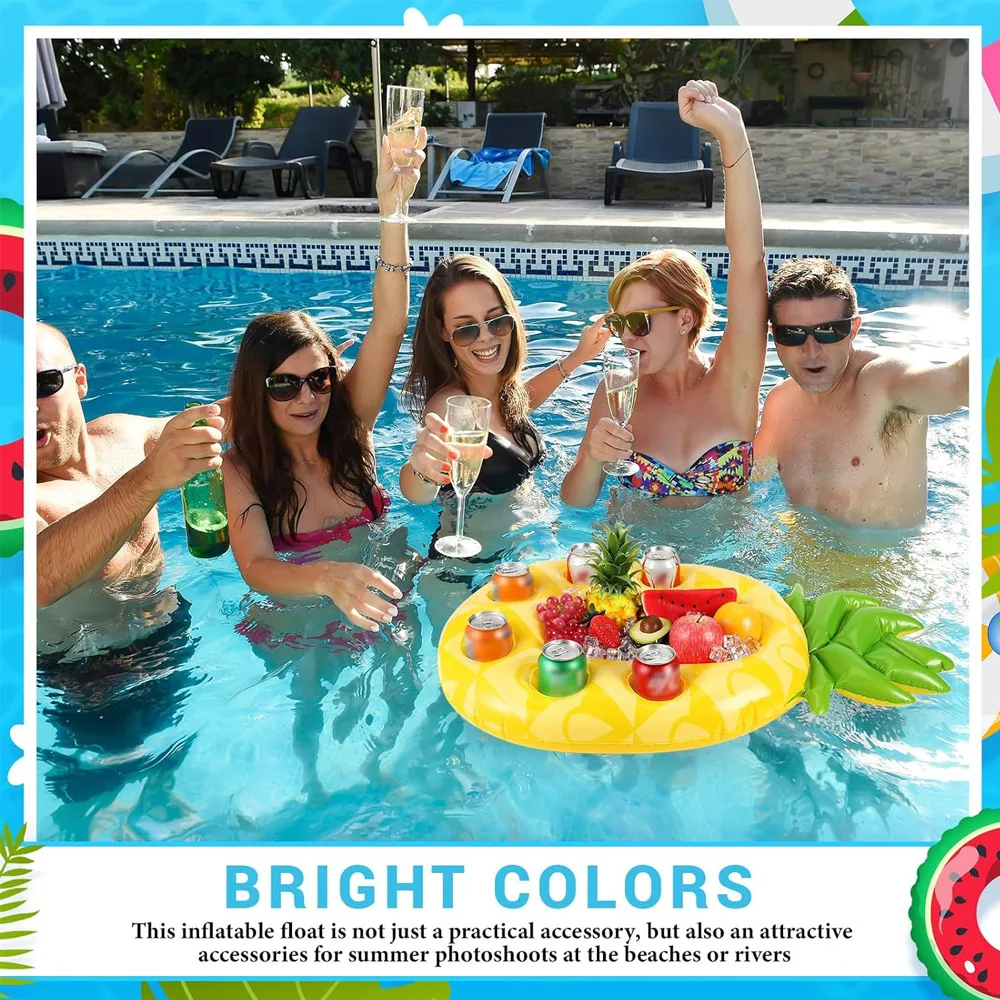 Floating Table Water Ice Bar Summer Party Ice Bag Pineapple & Avocado Shape Cup Holder Swimming Pool Inflatable Float Bucket