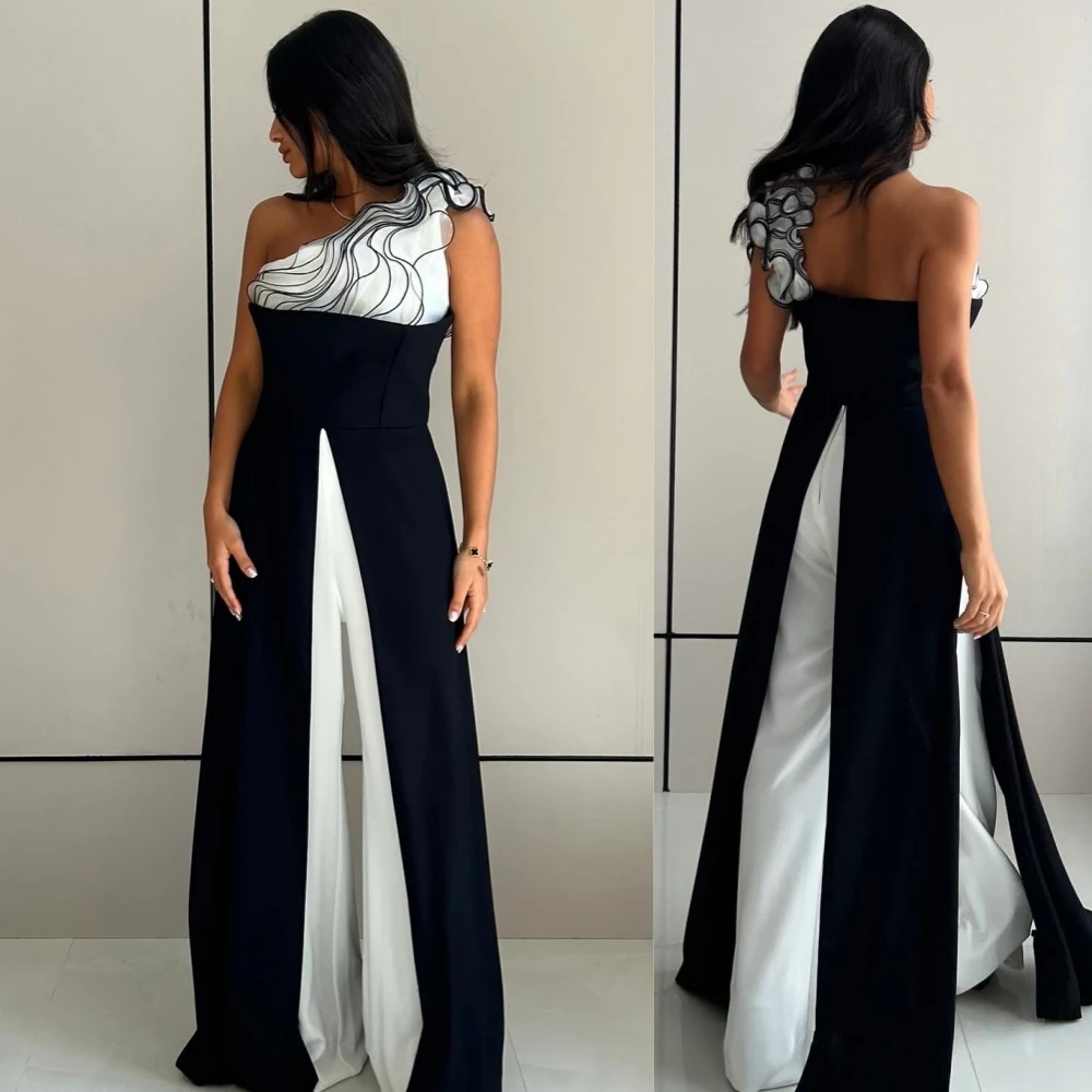 

Ball Dress Evening Jersey Ruffle Valentine's Day Sheath One-shoulder Bespoke Occasion Gown Midi Dresses Saudi Arabia