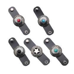5Pcs Faux Leather Scarf Clasp Clips Cowboy Bandana Square Scarf Neckerchief Buckle Clothing Accessories