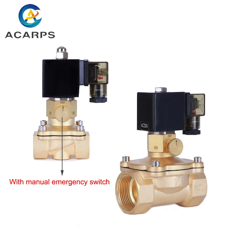 Free Shipping With Manual Emergency Switch Solenoid Valve Brass AC220V DC24V For Water Oil Air + Energy Saving |