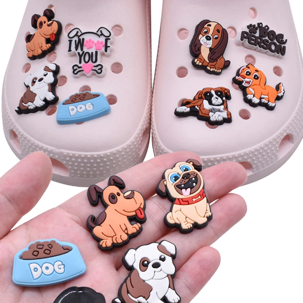 

Hot Sale 1pcs PVC Dog Accessories for Crocs Charms Men Badge Women Sandals Buckle Kids Pins Shoes Decoration Jeans Party Favors